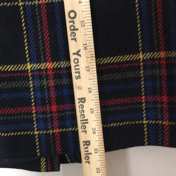 Classic clueless 100% wool tartan plain mini skirt size 10p - Picture 5 of 11